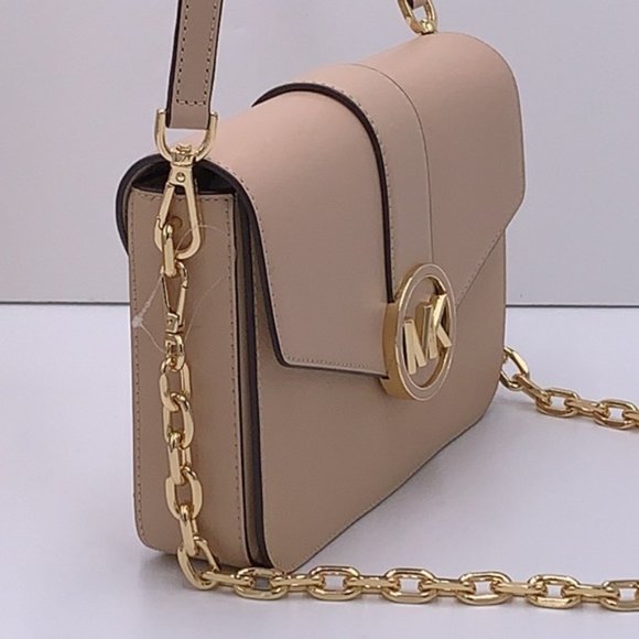 Michael Kors Carmen Medium Convertible Shoulder Bag Crossbody BUFF Leather - Picture 9 of 16